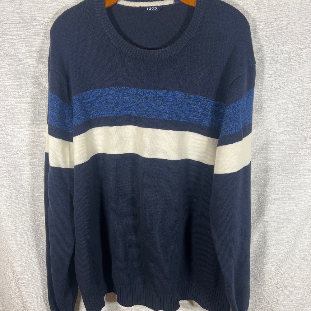 IZOD Men's Sweater with Blue and White Stripes